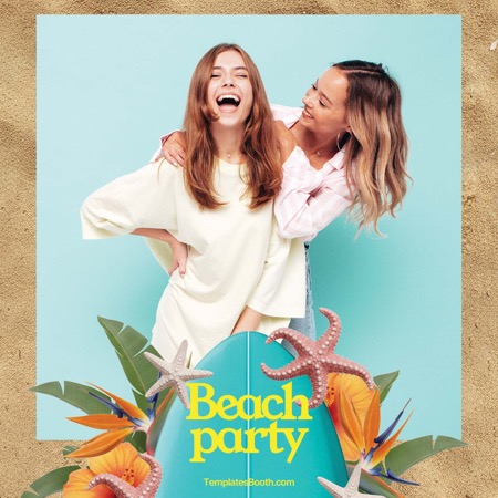Modèle de cabine photo pour fête à la plage