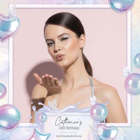 Modèle de cabine photo d'anniversaire iridescent