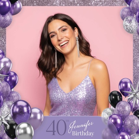 Modèle de cabine photo pour anniversaire violet