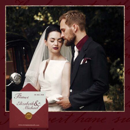 Modèle de cabine photo de mariage en grenat cramoisi