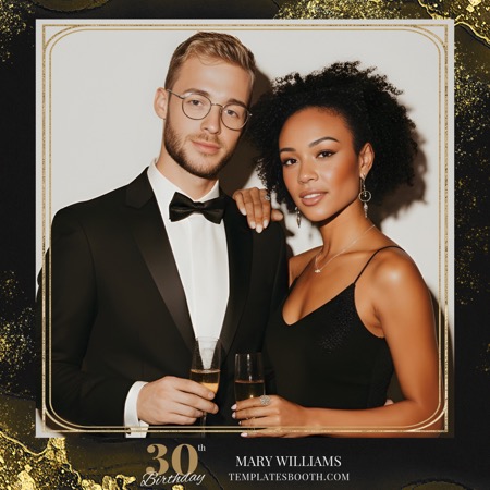 Modèle de cabine photo pour soirée noire et or