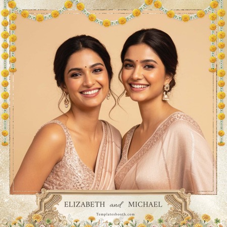 Modèle de Photobooth pour Mariage Indien en Or