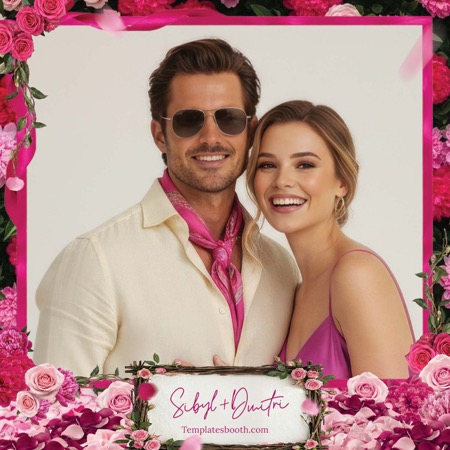 Modèle de cabine photo de mariage rose vibrant