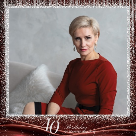 Modèle de cabine photo pour fête d'anniversaire élégante rouge pailletée