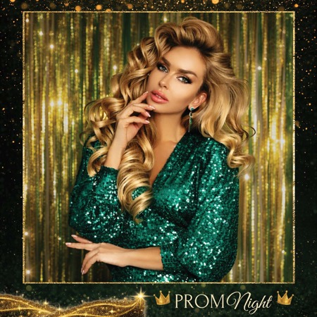 Modèle de Photobooth pour Bal de Promo Or et Vert