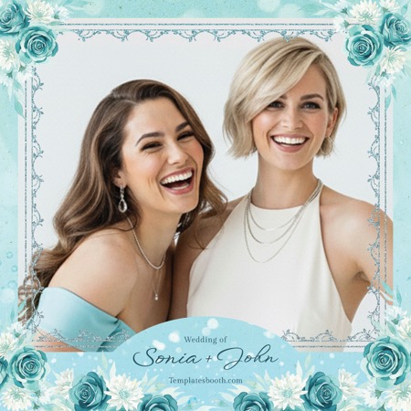 Modèle de cabine photo pour mariage bleu menthe