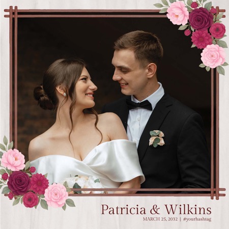 Modèle de cabine photo fleurs de framboise rustique