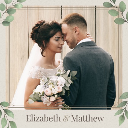 Modèle de Photobooth pour Mariage Rustique Vert et Beige