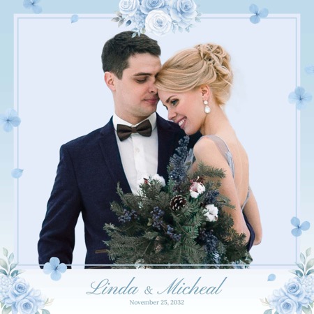 Modèle de cabine photo de mariage bleu glace