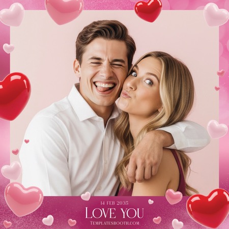 Modèle de Cabine Photo Saint-Valentin Je T'aime