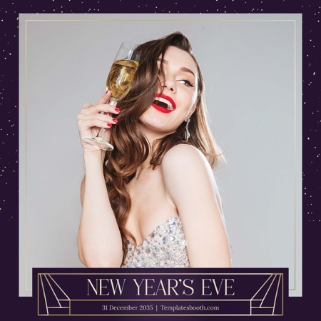 Modèle de cabine photo Art déco violet pour le Nouvel An