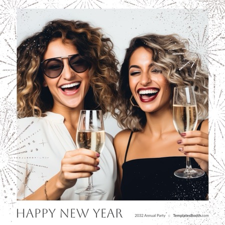 Modèle de cabine photo pour le réveillon du Nouvel An blanc