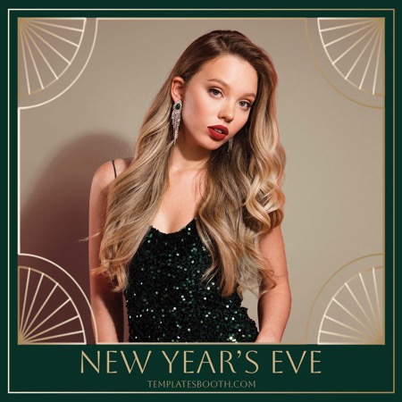 Modèle de cabine photo vert et or pour le Nouvel An