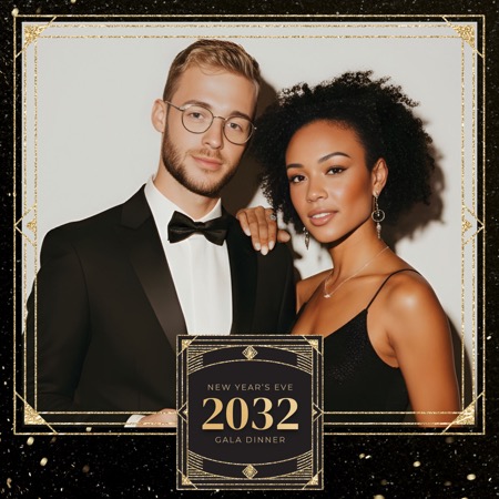 Modèle de cabine photo rétro pour le réveillon du Nouvel An