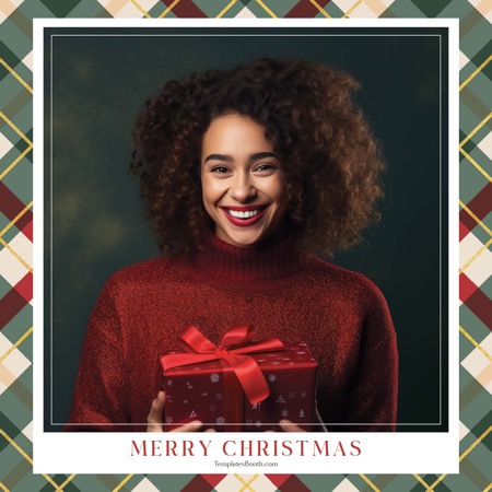 Modèle de cabine photo à carreaux de Noël