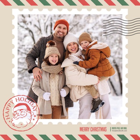 Modèle de cabine photo pour carte postale de Noël