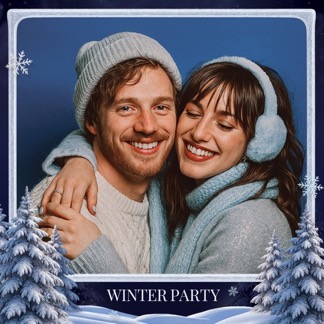 Modèle de cabine photo pour fête d'hiver