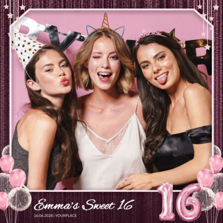 Modèle de cabine photo Sweet 16