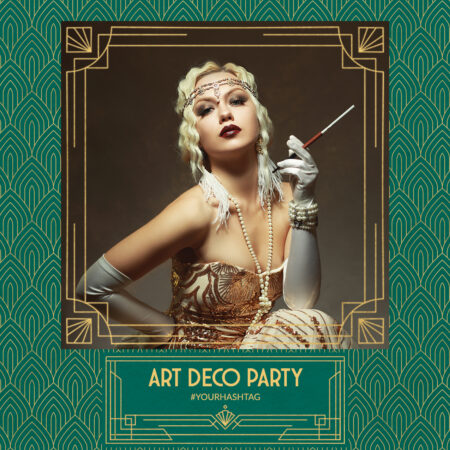 Modèle de Photobooth Art Déco Vert & Or