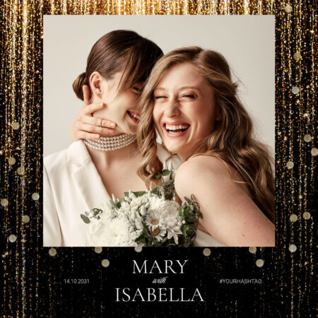 Modèle de cabine photo pailleté noir et or