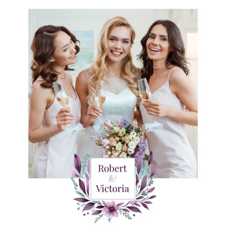 Modèle de cabine photo couronne florale violette