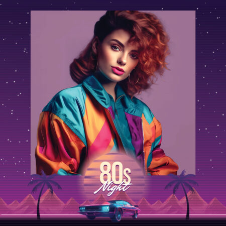 Modèle de cabine photo pour soirée des années 80