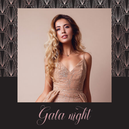 Modèle de cabine photo pour soirée gala noir et rose