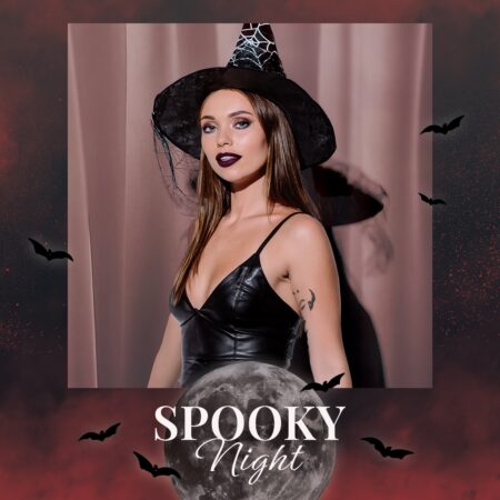 Modèle de cabine photo Halloween pleine lune