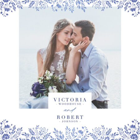 Modèle de Photobooth Fleurs Bleues Minimalistes