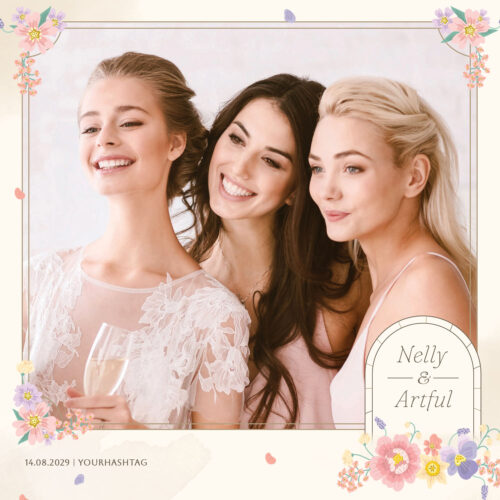 Modèle de cabine photo gratuit fleurs colorées