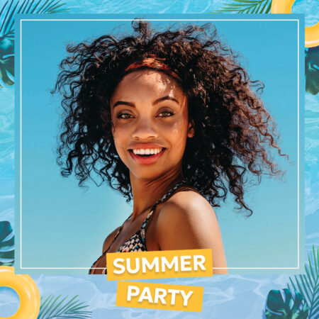 Modèle de cabine photo pour fête en piscine d'été