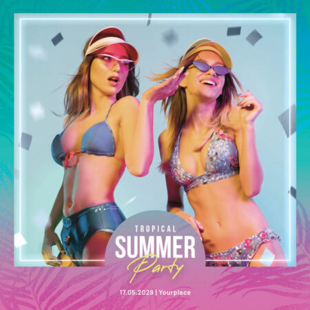 Modèle de cabine photo pour fête d'été tropicale