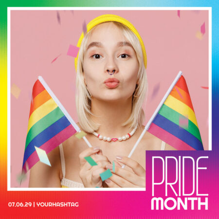 Modèle de cabine photo vibrant pour le Mois des Fiertés