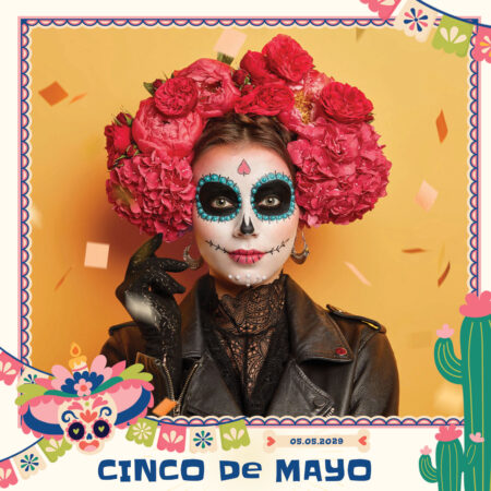 Modèle de cabine photo Cinco de Mayo en style cartoon