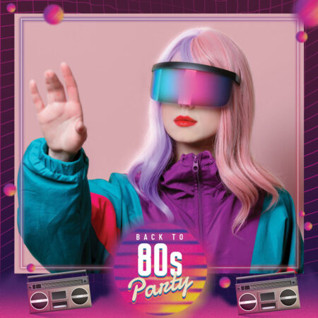 Modèle de cabine photo pour fête des années 80