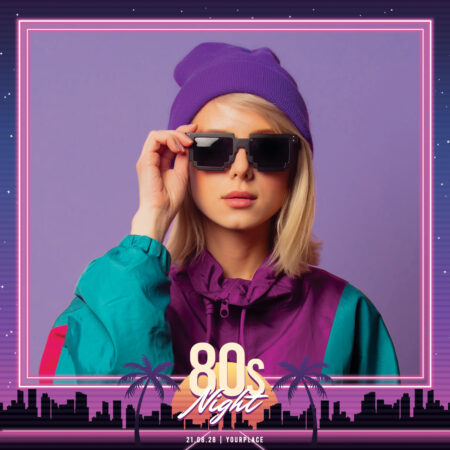 Modèle de cabine photo pour soirée années 80