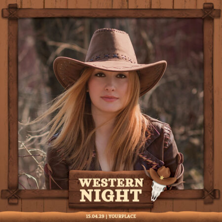 Modèle de cabine photo Nuit western