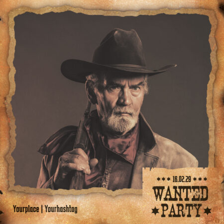 Modèle d'affiche « Recherché » pour cabine photo