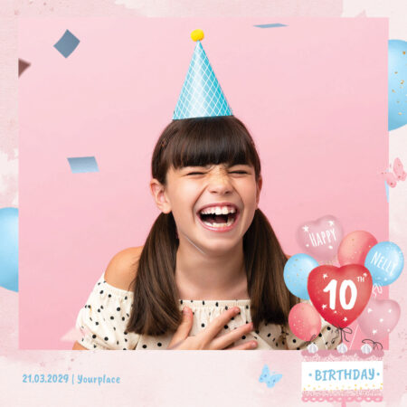 Modèle de cabine photo pour l'anniversaire d'une fille