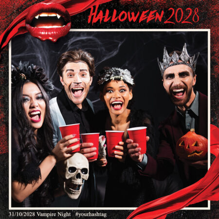 Modèle de cabine photo Halloween vampire