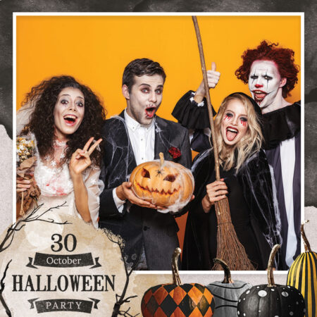 Modèle de cabine photo Halloween rustique