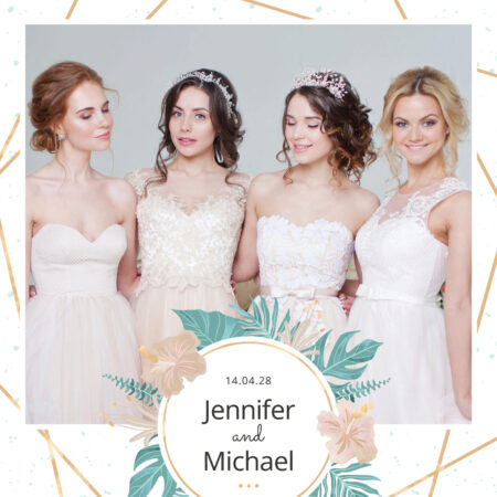 Modèle de cabine photo gratuit aux feuilles tropicales