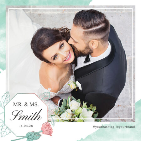 Modèle Gratuit de Cabine Photo pour Mariage en Aquarelle Menthe