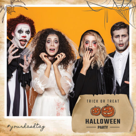 Modèle de cabine photo Halloween en papier usé