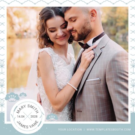 Modèle de Photobooth de Mariage à Motif Bleu