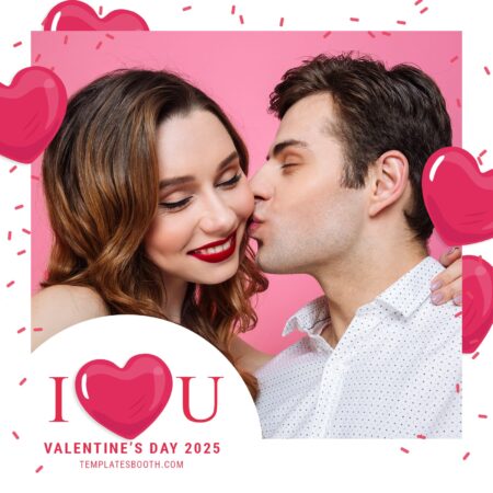 Modèle de cabine photo « Je t’aime » pour la Saint-Valentin