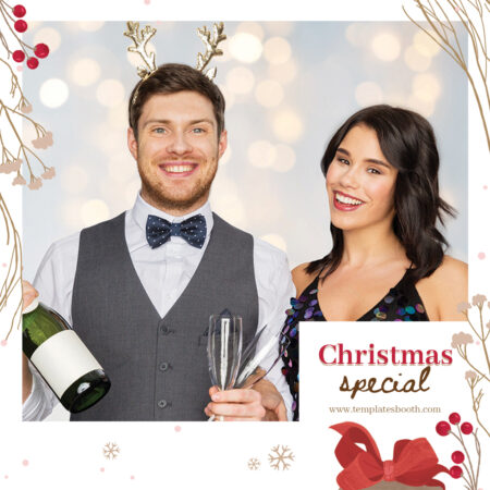 Modèle de cabine photo rustique de Noël