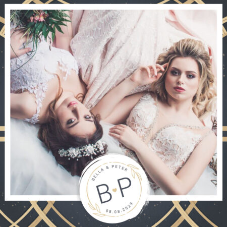 Modèle de cabine photo Anneaux dorés